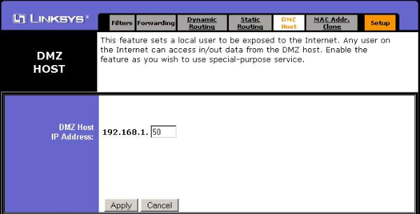 Open ports on a LinkSys Router