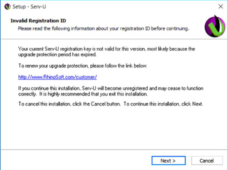 How to roll back to a previous version after a ServU upgrade