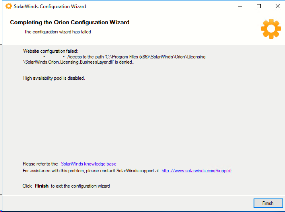 Configuration Wizard Error: Access to the Path is denied