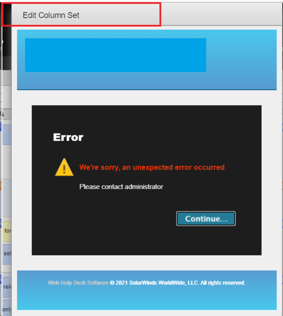  help desk Administrator is getting an error java.lang