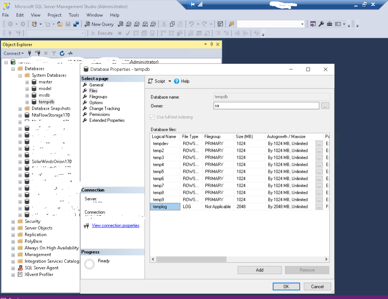 Adjust Autogrowth settings in database