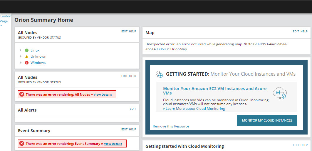 Missing Menu Bar on the Orion site