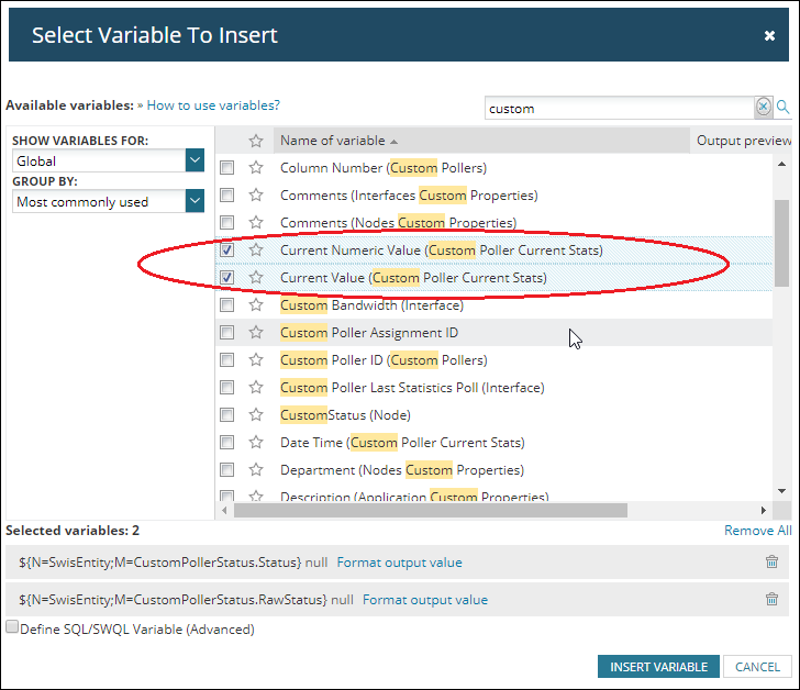 Create custom poller alert in Orion