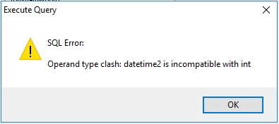 Report Writer failed to run report with SQL Error : "Operand type clash ...