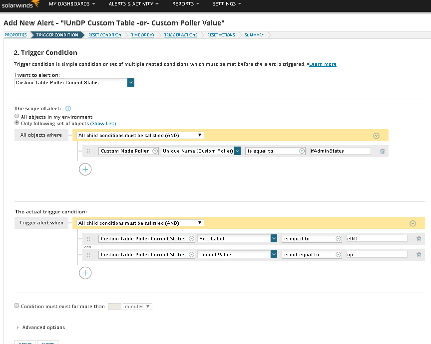Orion custom table poller current status Alert for NPM returning ...