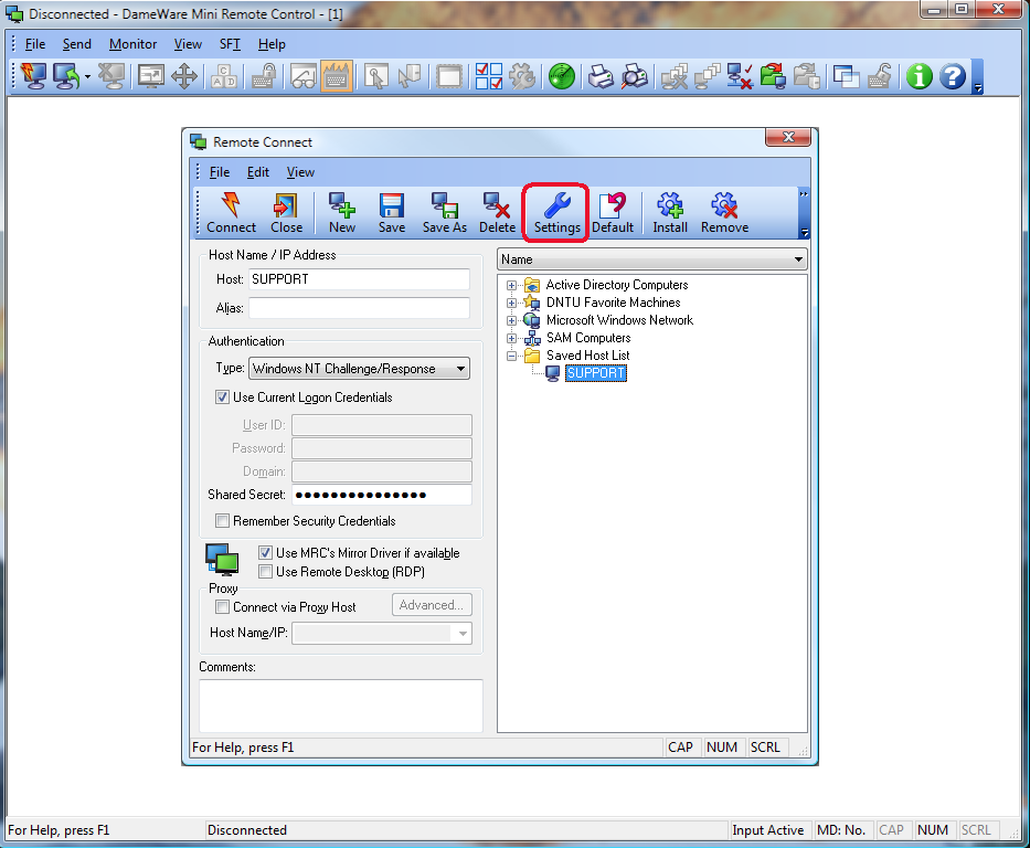 Connect to a remote machine using FIPS mode in Dameware Mini Remote Control