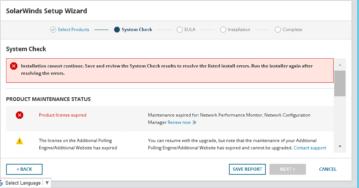 Product license expired