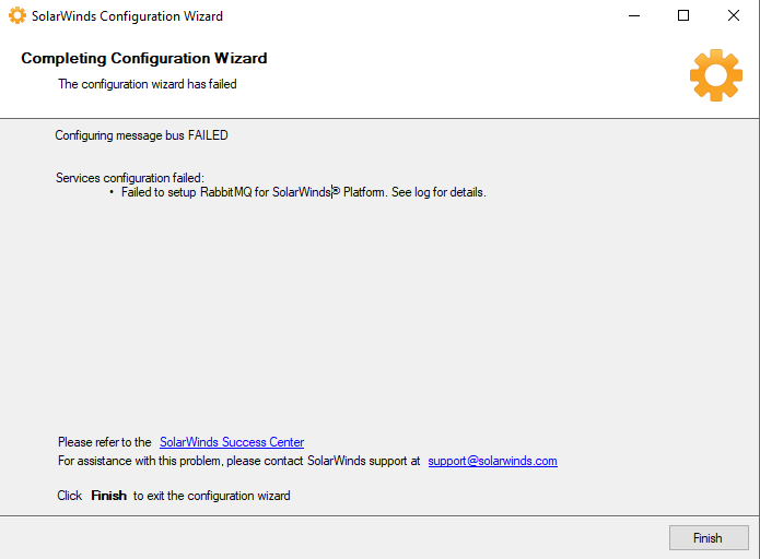 Failed to setup RabbitMQ for SolarWinds Platform